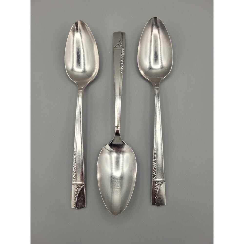 Antique Nobility Plate Caprice Serving Spoons Art Deco Floral Pattern